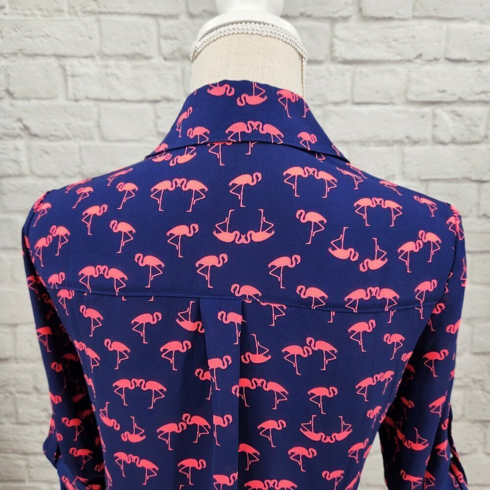 Express Portofina Flamingo Print Button Front Women's XS Extra Small - Picture 6 of 13